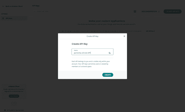 Arduino Cloud API Key name