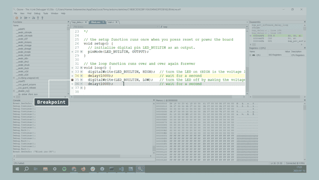 Setting a breakpoint