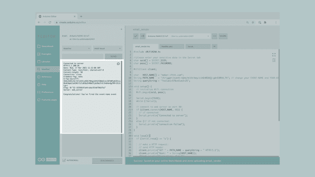 Serial Monitor output.