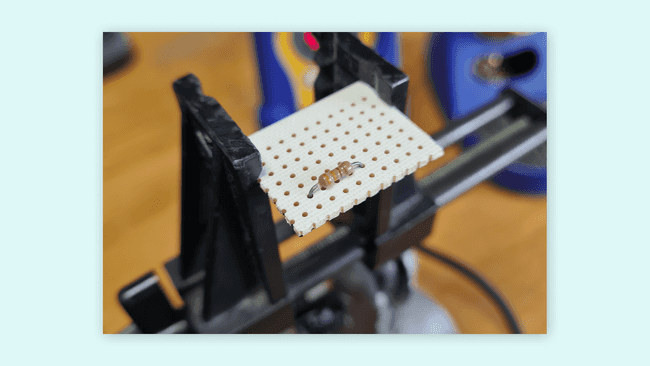 Resistor mounted into circuit board.