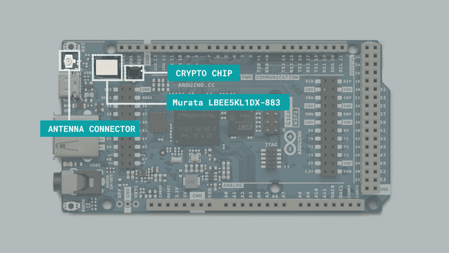 Murata LBEE5KL1DX-883 radio module + antenna connector.