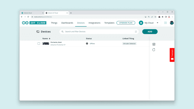 Arduino Cloud Devices Page