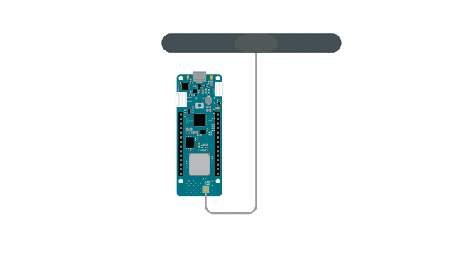 Connect the antenna to the MKR WAN 1300/1310 board.