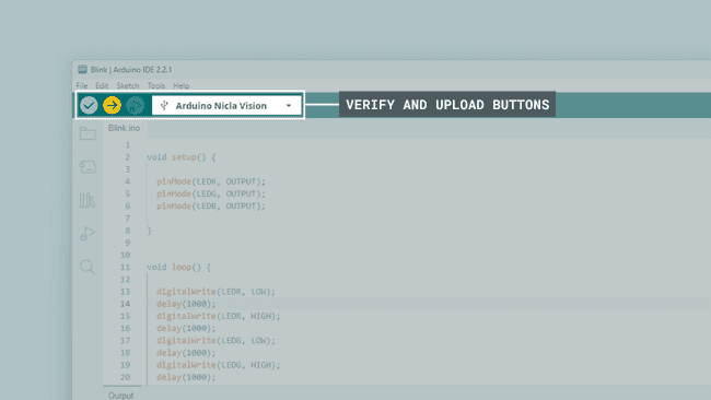 Uploading a sketch to the Nicla Vision in the Arduino IDE