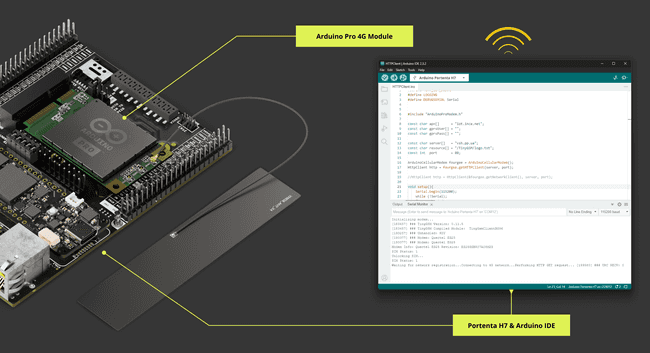 Portenta H7 & Pro 4G Module - HTTPClient Example Initialized