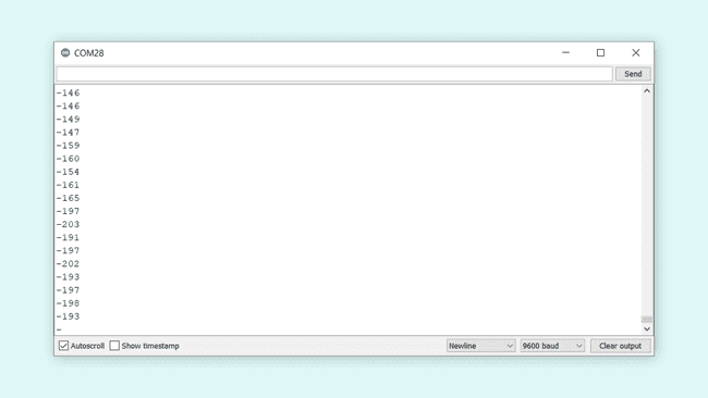 Serial Monitor with microphone data.