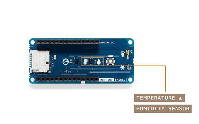 Figure 2: ENV Shield highlighting the sensors used in this experiment