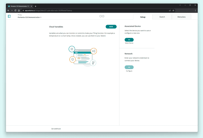 Arduino Cloud "Thing" setup