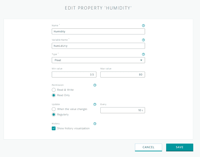 Figure 12: Screenshot of the Humidity property