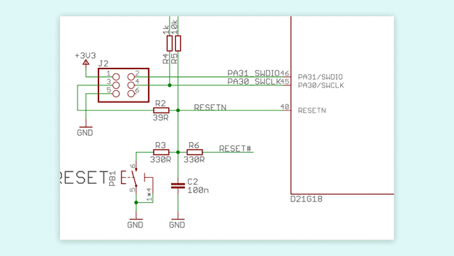 J2 header of the MKR WiFi 1010 Board.