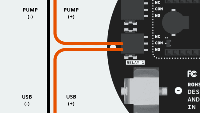 Connecting the wires to relay 1.