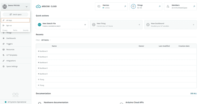 Arduino Cloud Homepage